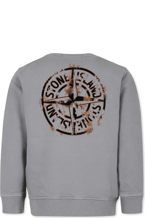 Stone Island Junior Sweaters & Sweatshirts for Girls Stone Island Junior Grey Sweatshirt For Boy With Compass