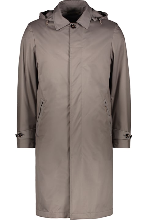 Moorer معاطف وجواكت لـ القسم الرجالي Moorer Rialto-ads Hooded Techno Fabric Raincoat