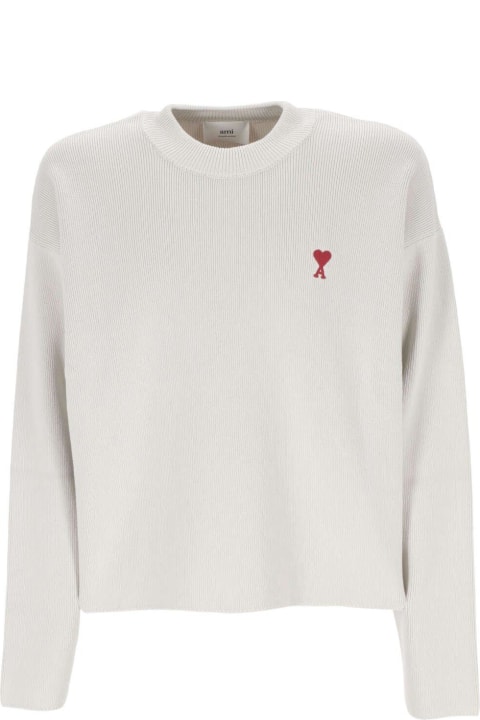 Ami Alexandre Mattiussi Sweaters for Men Ami Alexandre Mattiussi Paris De Coeur Logo Embroidered Knitted Jumper