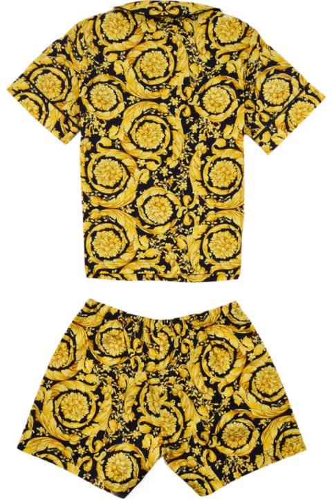 Shirt And Shorts Set With Baroque Print