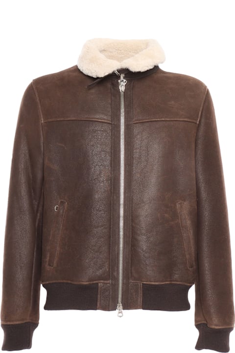 Stewart Coats & Jackets for Men Stewart Shearling Jacket With Shirt Collar Closed With A Strap And Buckle, Double Slider Front Zip Closure, 2 Side Pockets With Zip, Rib Knit Bottom And Cuffs