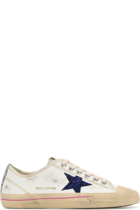 Golden Goose White Leather V-star Sneakers