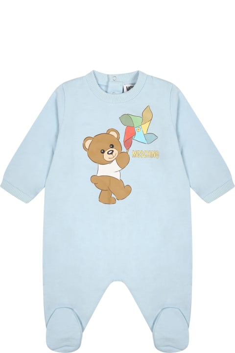 Bodysuits & Sets for Baby Girls Moschino Light Blue Babygrow For Baby Boy With Teddy Bear