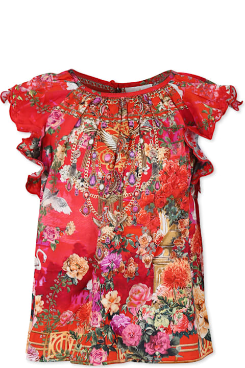 Homeware Camilla Red Top For Girl With Floral Print