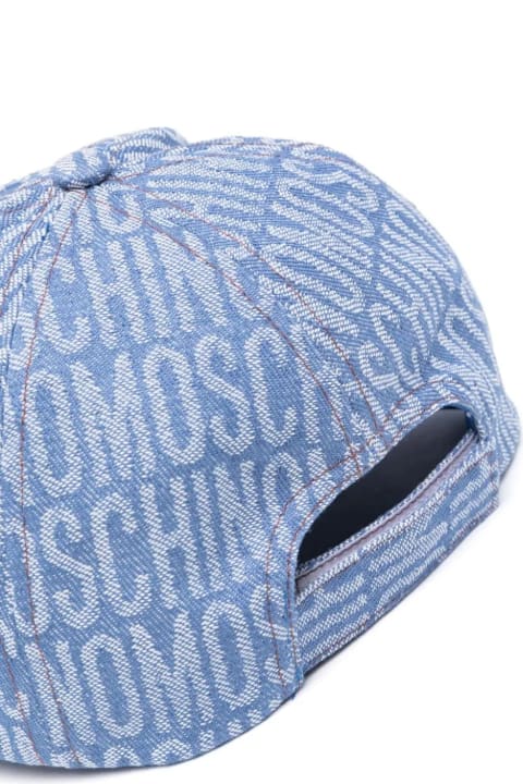 Fashion for Baby Girls Moschino Blue Denim Baseball Hat With All-over Logo