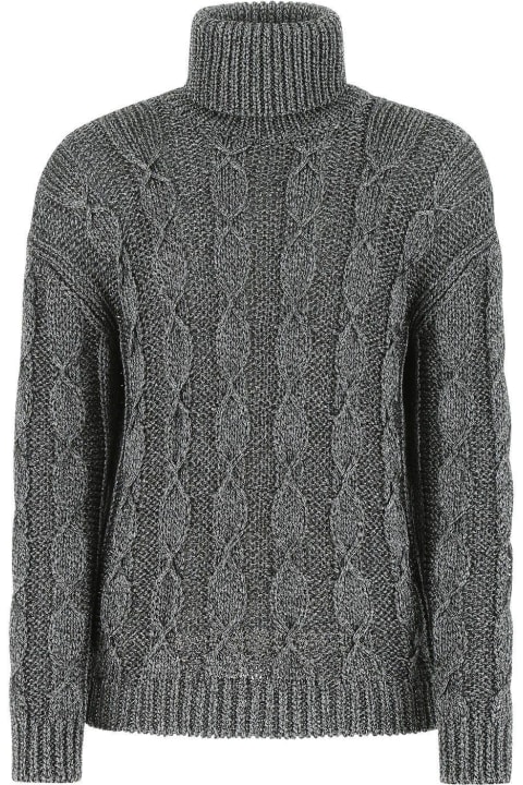 Saint Laurent Men Saint Laurent Melange Grey Viscose Blend Sweater