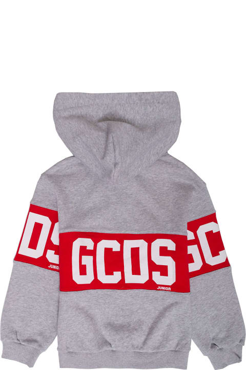 Gcds Boy's Grey Cotton Hoodie With Logo