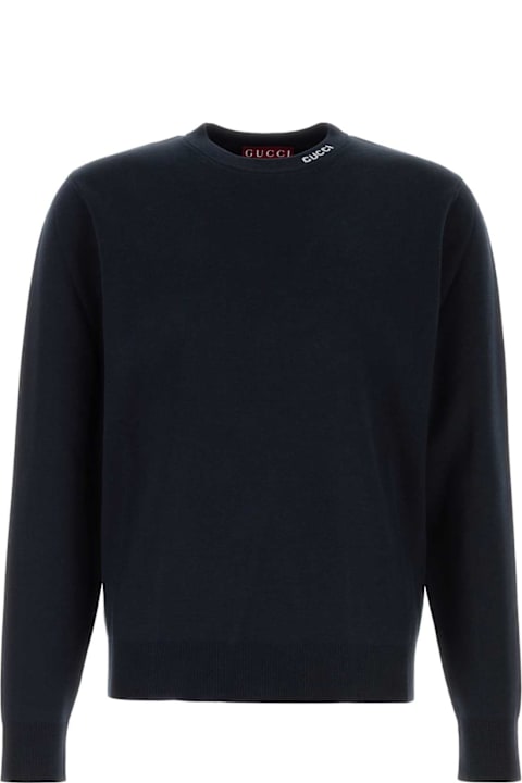 Gucci Clothing for Men Gucci Midnight Blue Silk Blend Sweater
