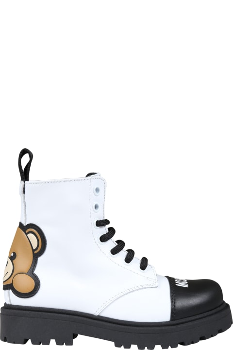 Moschino for Kids Moschino White Boots For Girl With Teddy Bear And Logo