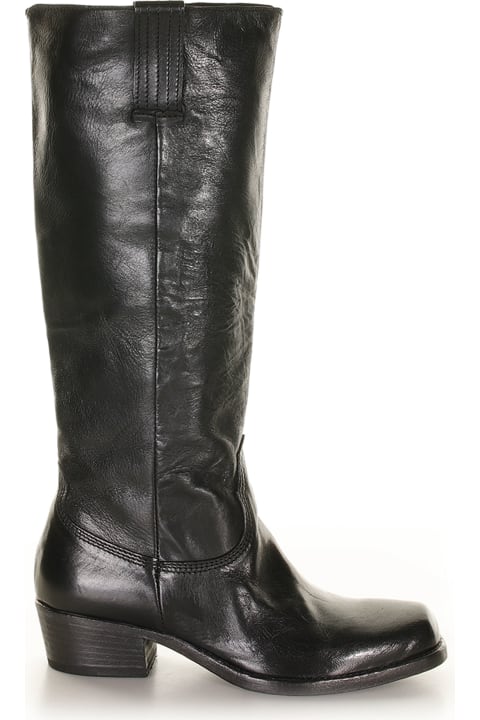 Black Leather High Boot