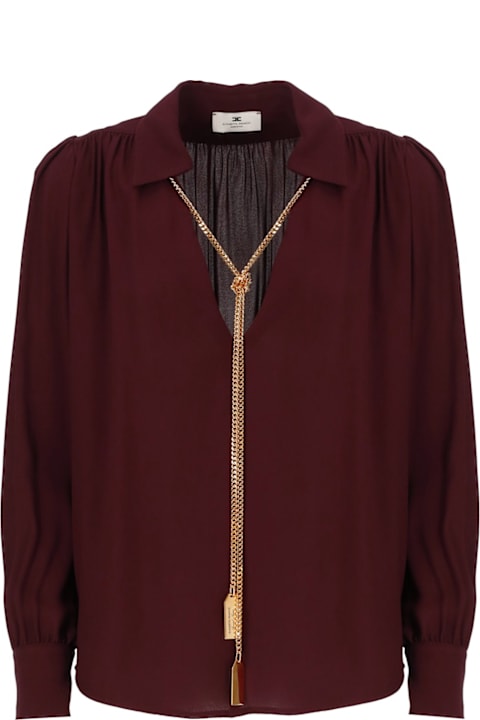 Elisabetta Franchi Topwear for Women Elisabetta Franchi Necklace Embellished Georgette Blouse