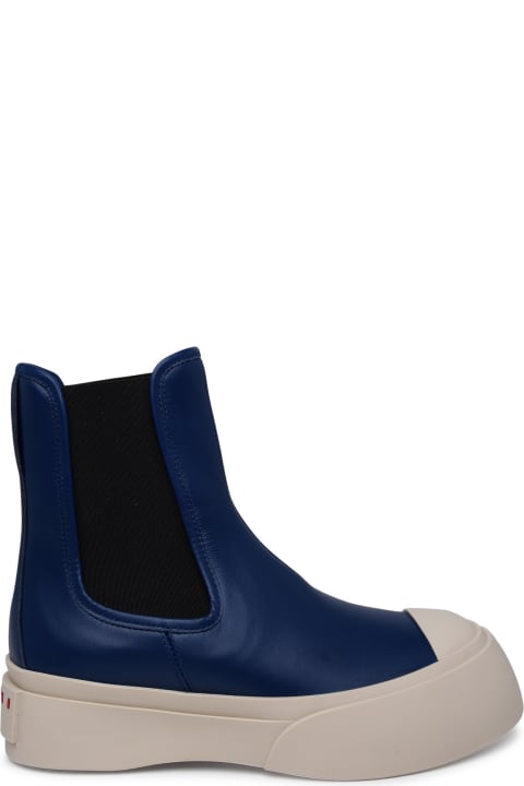 ウィメンズ レースアップシューズ Marni 'pablo' Blue Nappa Leather Ankle Boots
