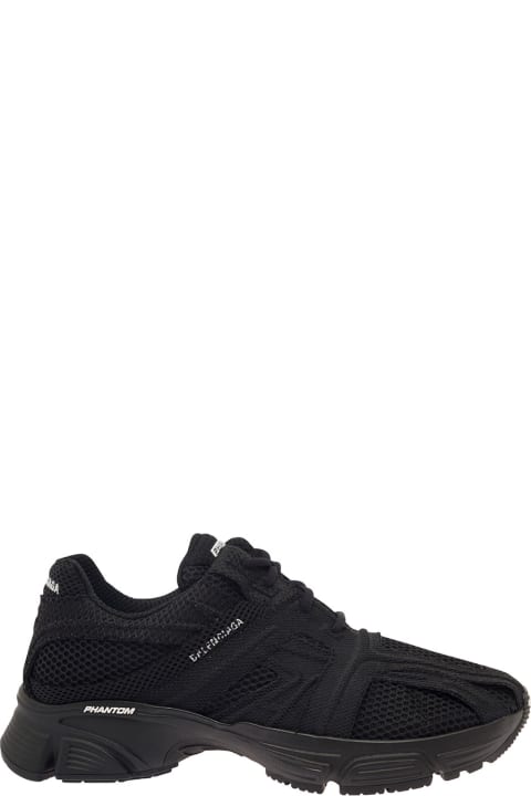 'phantom' Black Low Top Sneakers With Monoolor Fabric And Mesh Man Balenciaga
