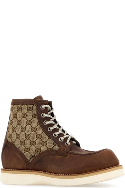 أدوات منزلية Gucci Multicolor Gg Fabric And Leather Ankle Boots