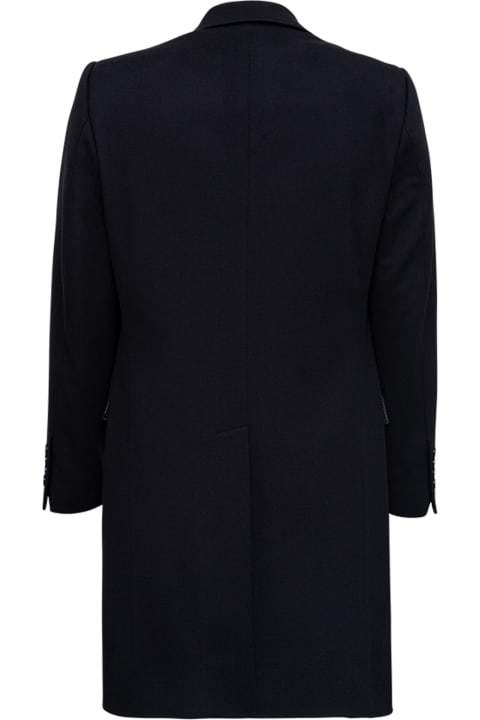 Double-breasted Black Wool And Cashmere Coat