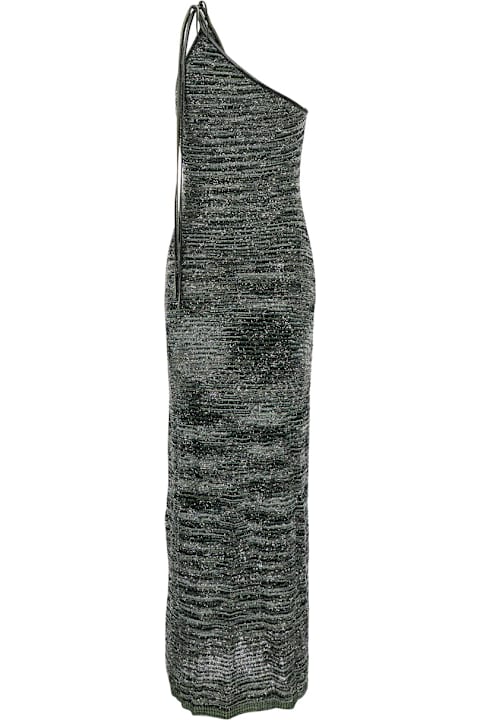 Missoni فساتين لـ السيدات Missoni Metallic One-shoulder Sequin Long Dress With Halterneck In Viscose Blend Woman