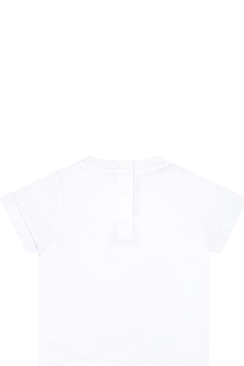 Topwear for Baby Girls Balmain White T-shirt For Babykids With Logo