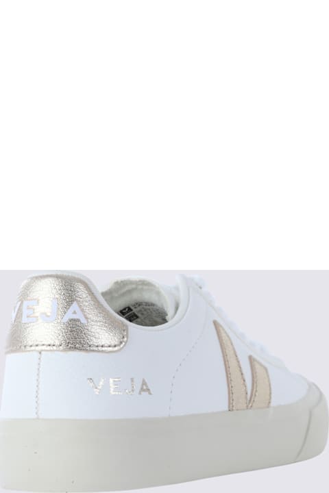 Veja White And Platinum Leather Campo Sneakers