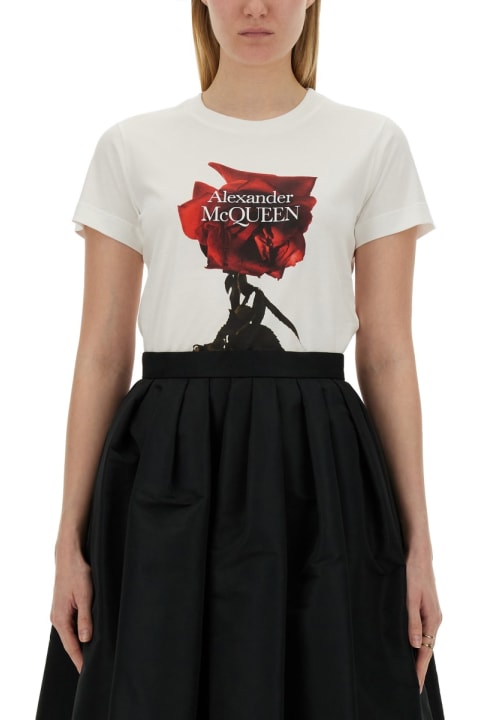 Topwear for Women Alexander McQueen Shadow Rose Print T-shirt