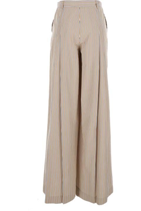 Pants & Shorts for Women Alberta Ferretti Beige Striped Pants With Bow Details In Popeline Woman