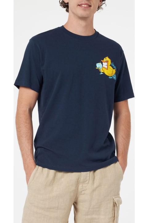 Homeware MC2 Saint Barth Man Cotton T-shirt With Cryptopuppets Ducky Gin Front And Back Placed Print | Cryptopuppets Special Edition