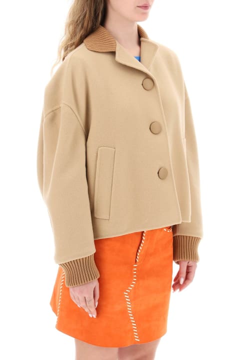 Marni Coats & Jackets for Women Marni Rib Trim Buttoned Jacket
