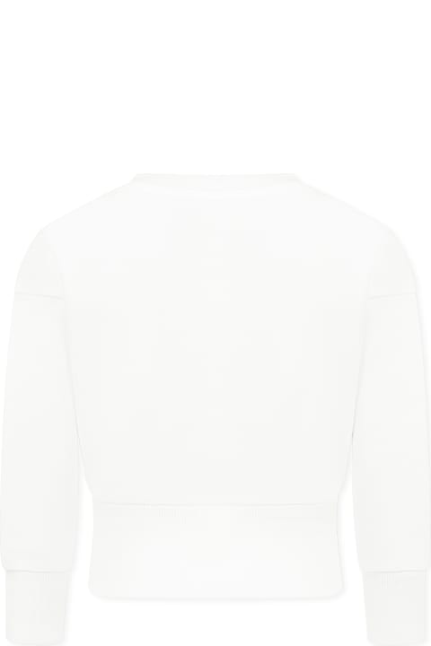 Balmain for Girls Balmain White Crop Sweatshirt For Girl With Logo