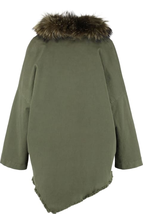 Hooded Parka With Fur Trimming