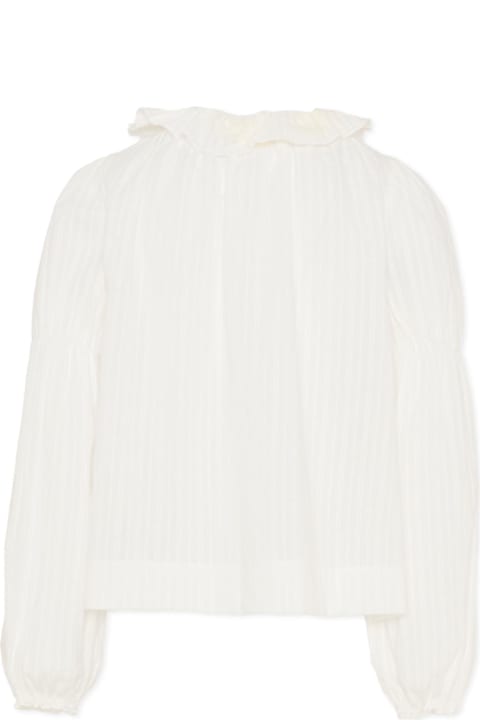 أدوات منزلية La stupenderia Ivory Shirt For Girl With Embroidery