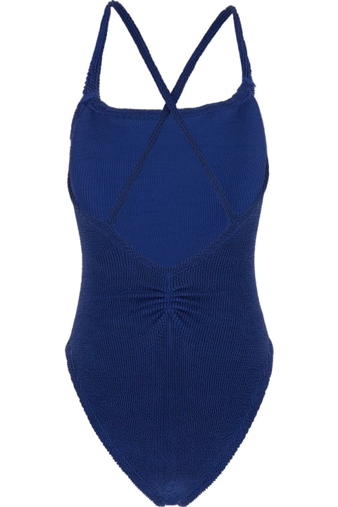 Fashion for Women Hunza G 'bette' Blue One-piece Swimsuit With Crisscross Straps In Stretch Fabric Woman