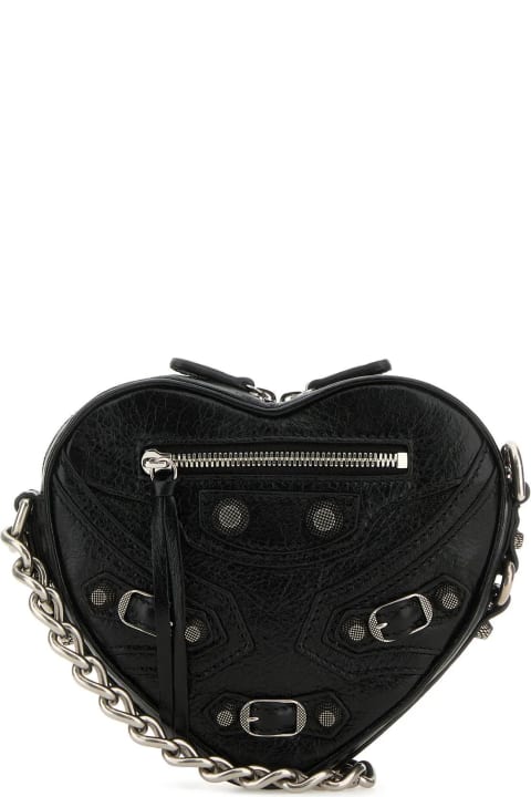 Balenciaga Shoulder Bags for Women Balenciaga Black Leather Mini Le Cagole Heart Crossbody Bag