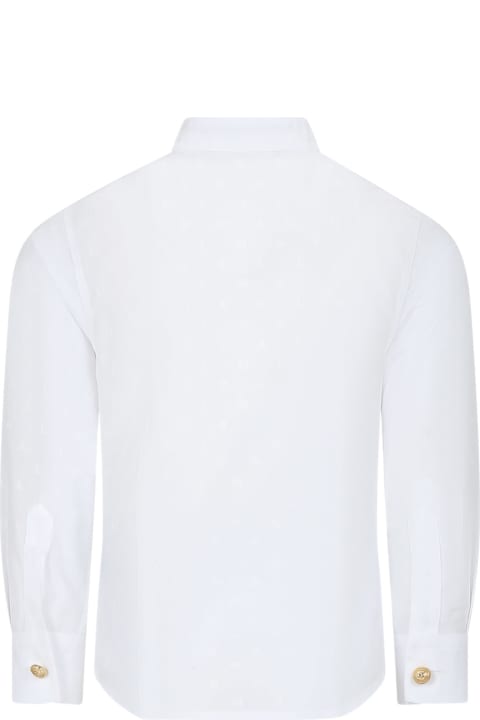 ボーイズ Balmainのシャツ Balmain White Shirt For Boy With Logo