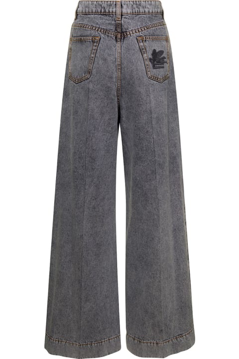 Etro for Women Etro Grey Bootcut Jeans With Pagasus Patch In Cotton Denim Woman