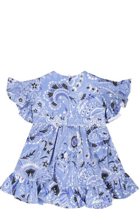 Sale for Baby Boys Etro Elegant Sky Blue Dress For Baby Girl With Paisley Pattern
