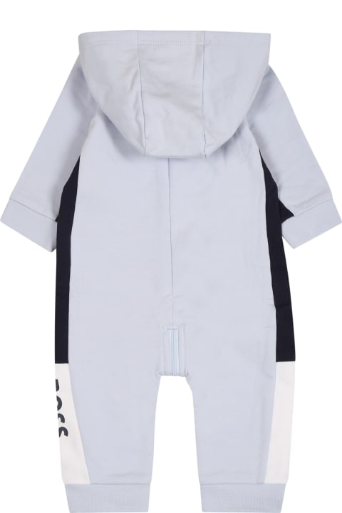 Bodysuits & Sets for Baby Boys Hugo Boss Light Blue Babygrow For Baby Boy With Logo