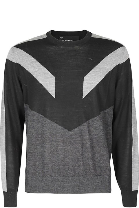 Neil Barrett Sweaters for Men Neil Barrett Colour-block Long Sleeved T-shirt