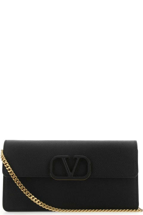 Valentino Garavani Wallets for Women Valentino Garavani Black Leather Vlogo Clutch