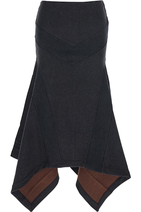 The Attico Skirts for Women The Attico Grey Midi Skirt With Logo Lettering And Handkerchief Hem In Cotton Woman