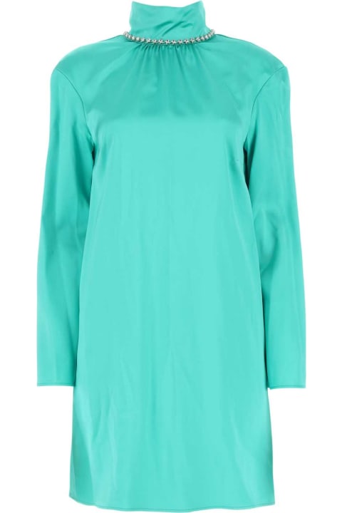 Fashion for Women MSGM Sea Green Satin Mini Dress