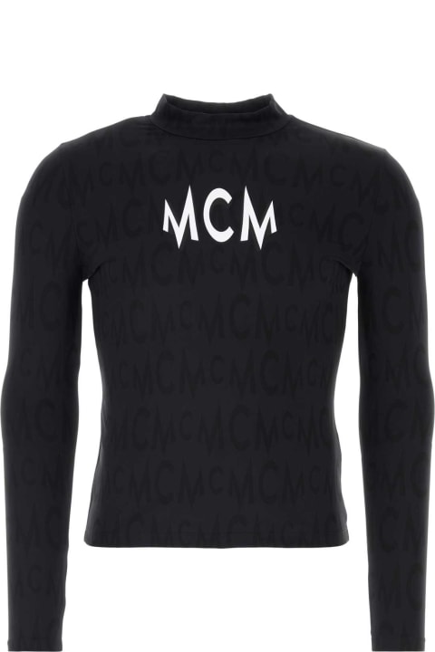 ウィメンズ MCMのトップス MCM Black Stretch Nylon T-shirt