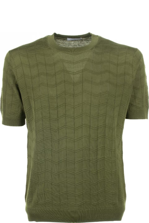 Paolo Pecora Sweaters for Men Paolo Pecora Green Cotton And Silk T-shirt