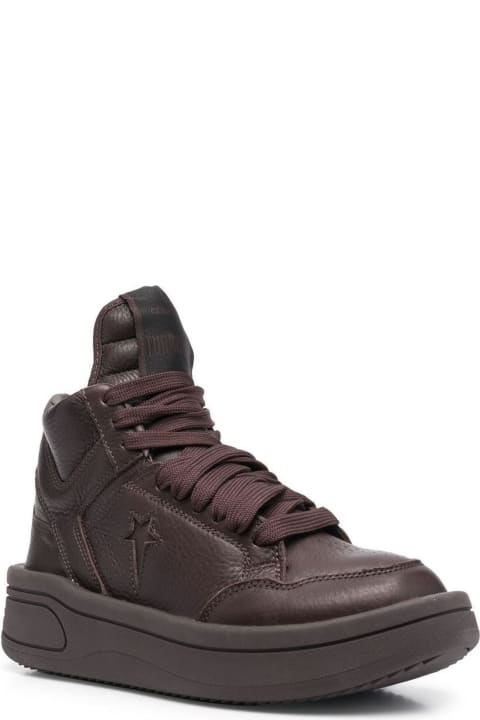 Burgundy Leather Hi-top Sneakers