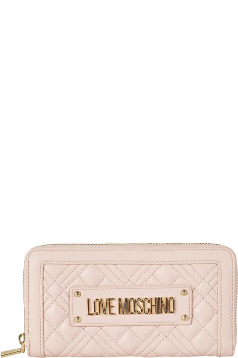 Love Moschino Wallets for Women Love Moschino Logo Plaque Quilted Zip-around Wallet