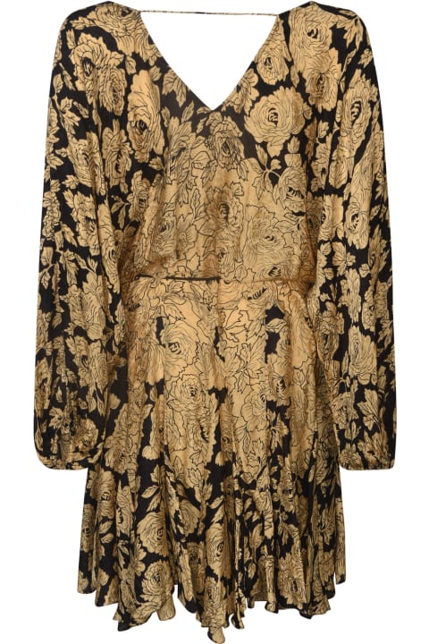 All-over Printed V-neck Short Dress