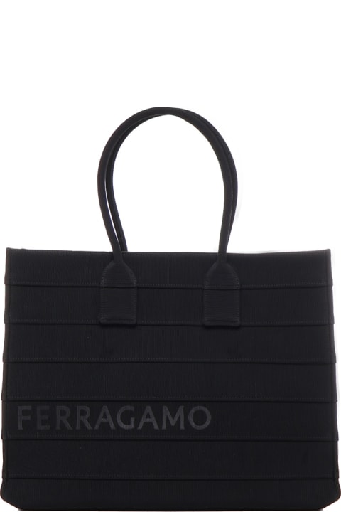 Fashion for Women Ferragamo Tote Bag With Overlapping Panels And Printed Logo