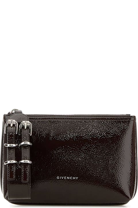 Givenchy Clutches for Women Givenchy Dark Brown Leather Voyou Clutch