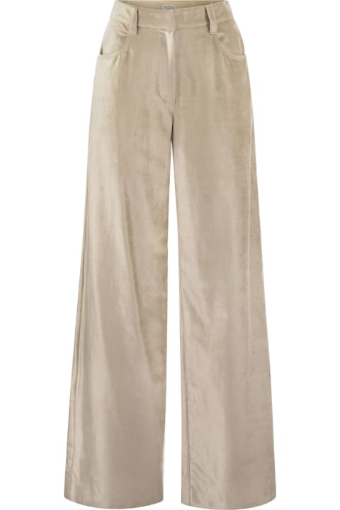 Brunello Cucinelli Pants & Shorts for Women Brunello Cucinelli Sleek Velvet Cotton And Viscose Loose Trousers