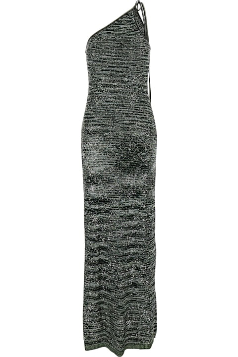 Missoni فساتين لـ السيدات Missoni Metallic One-shoulder Sequin Long Dress With Halterneck In Viscose Blend Woman