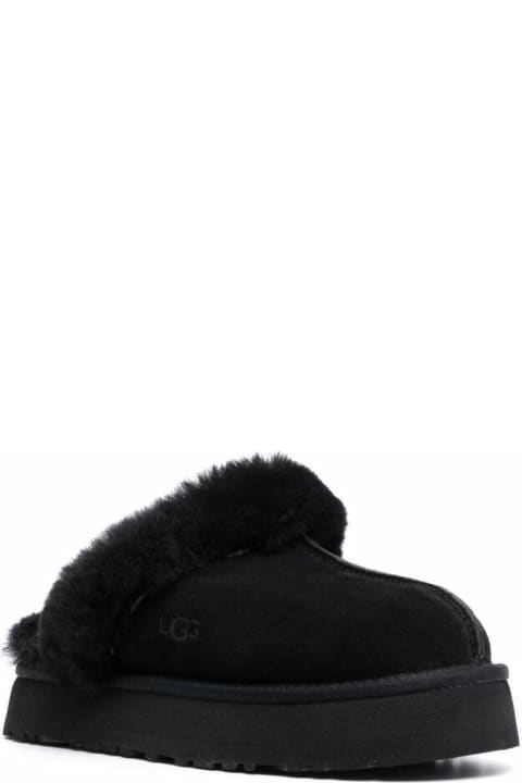 Disquette Black Suede And Fur Mules Ugg Woman
