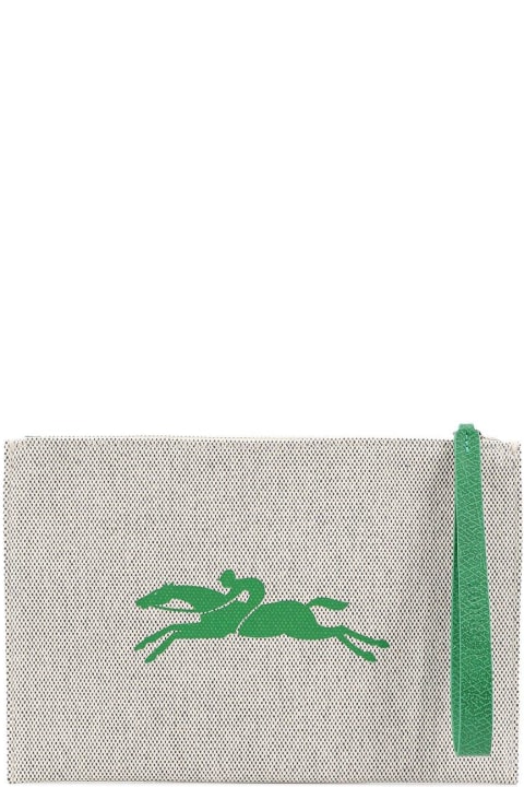 Longchamp for Women Longchamp Logo Printed Zipped Clutch Bag